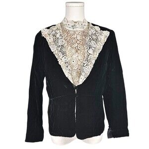 Vintage Handmade Velvet Blazer Lace Blouse Set OOAK